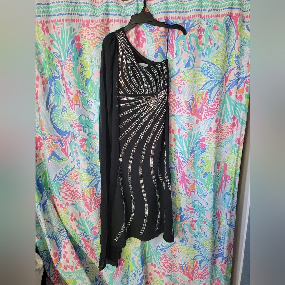 Girls Black One Shoulder Dress Size 10